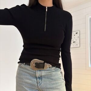 One Grey Day half zip ribbed pull-over